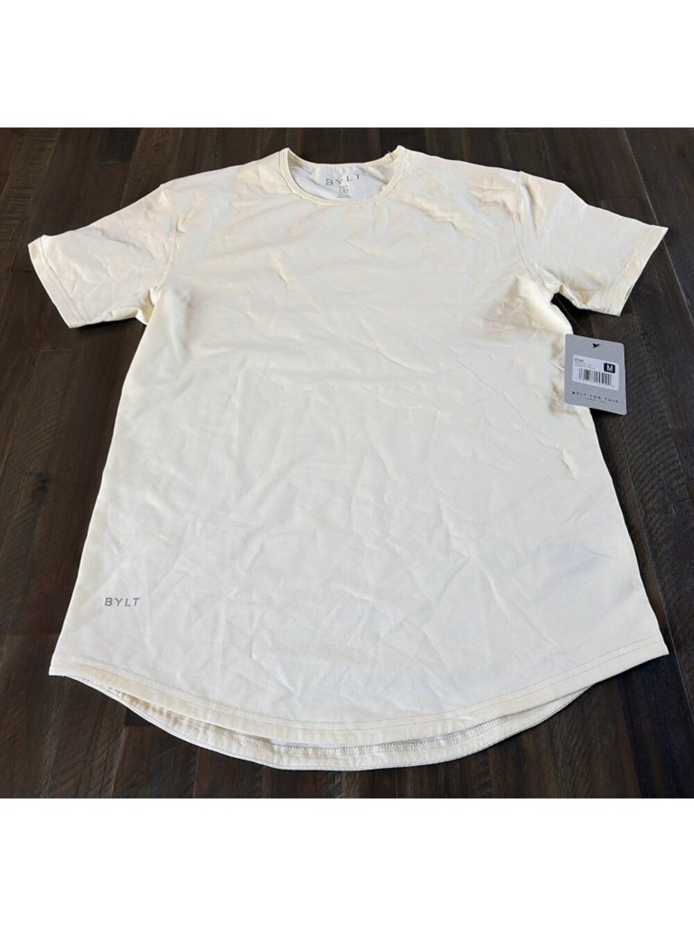 BYLT Premium Basics Drop Cut Lux T-Shirt Men's M Bone Stretch Performance NEW